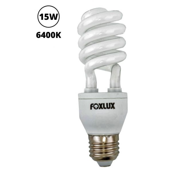 Lâmpada Eletrônica Espiral 15 W 220 V E-27 Branca 6400k Eb15.2 Foxlux