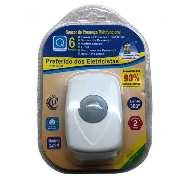 Sensor Presença Teto Sobrepor Com Fotocélula 360° QA23 Qualitronix