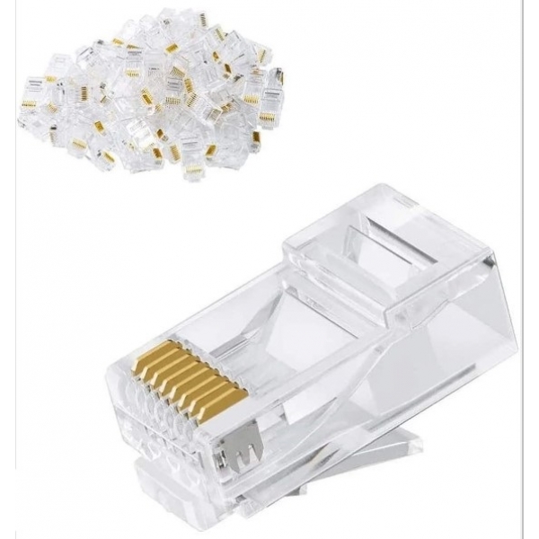 Plugue Modular RJ45 8P8C Cat5 Transparente Elétrica Bichuette