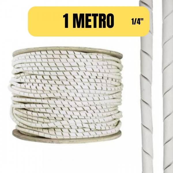 Tubo Espiral Organizador Fio Expansível 1/4 Branco Elétrica Bichuette