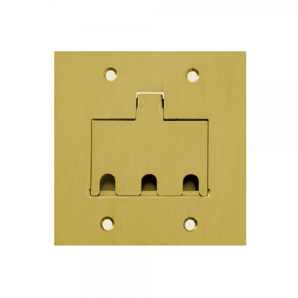 Espelho Placa Para Piso Latão Dourado 4x4 Para 3 RJ 11/45 Elétrica Bichuette