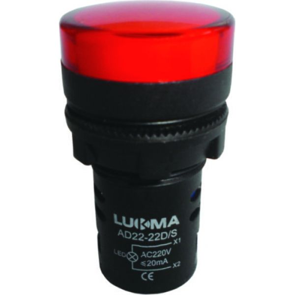 Sinaleiro LED 22 mm Vermelho 220 V 16018 Lukma