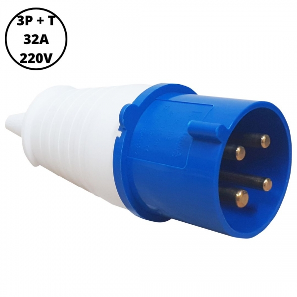 Plugue Industrial Macho 3P+T 32 A 220 V Azul 40040 Lukma