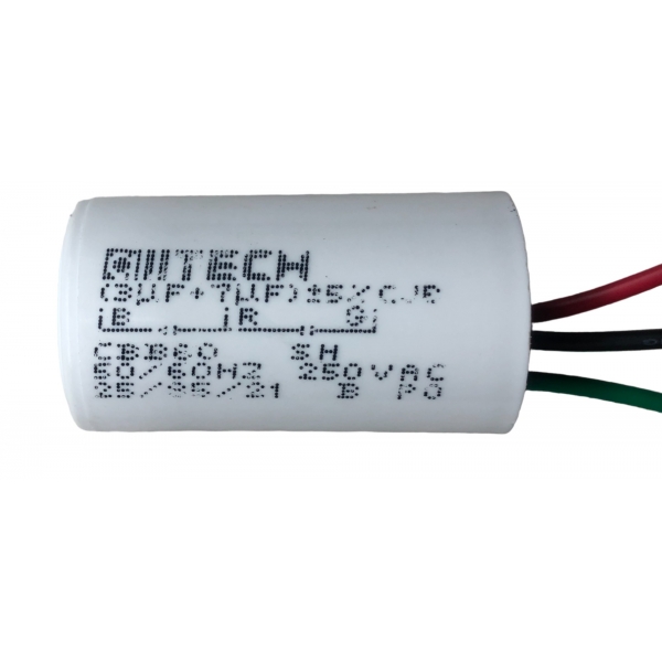 Capacitor 3 Fios 3+7 µF Para Motor Ventilador Portão Eletrônico Elétrica Bichuette