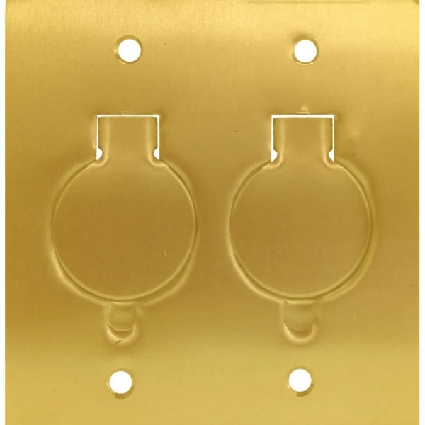 Espelho Placa Para Piso Latão Dourado 4x4 2 Tomada Redonda Elétrica Bichuette