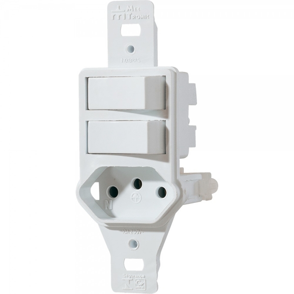 Interruptor 2 Paralelo+tomada 10 A Branco Millenium Mectronic