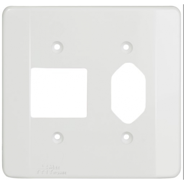 Placa 4 x 4 2 Teclas + Tomada Padrão Branca Millenium Mectronic