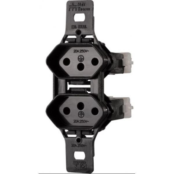 Conjunto sem Placa com 2 Tomadas 2P+T 20 A 250 V Pretas Linha Clássica Mectronic