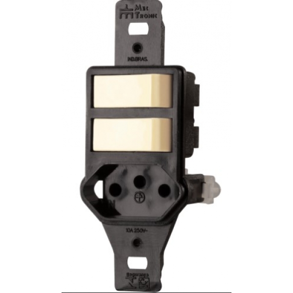 Conjunto sem Placa com 2 Interruptores Paralelos e Tomada 2P+T 10 A 250 V Preto Linha Clássica Mectronic