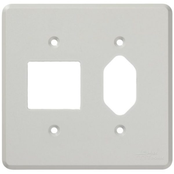 Placa 4 x 4 para 2 seções e 1 tomada 2P+T Cinza Linha Clássica Mectronic