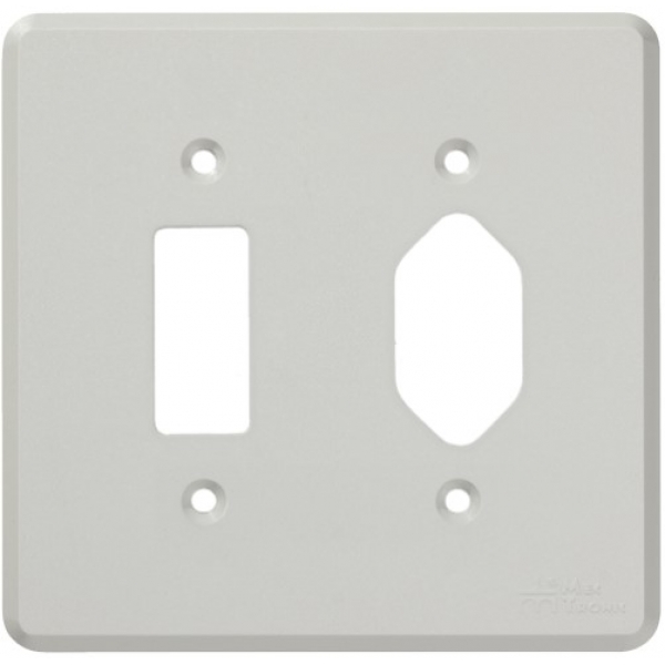 Placa 4 x 4 para 1 tecla e 1 tomada 2P+T Cinza Linha Clássica Mectronic
