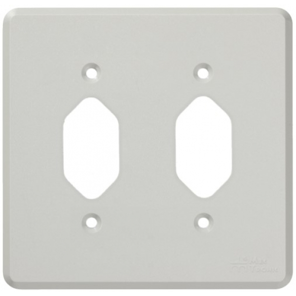 Placa 4 x 4 para 2 tomadas 2P+T verticais Cinza Linha Clássica Mectronic