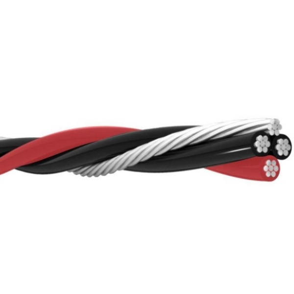 Cabo de Alumínio Multiplexado Quadruplex 25 mm² com Neutro Nu Preto, Cinza e Vermelho por Metro Elétrica Bichuette