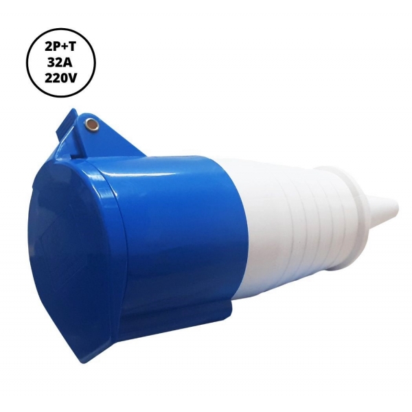 Acoplamento Industrial Fêmea 2P+T 32 A 220 V Azul 40004 Lukma