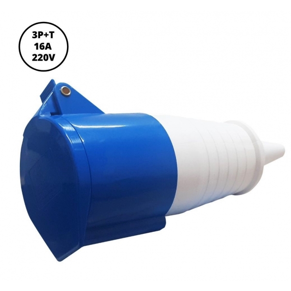 Acoplamento Industrial Fêmea 3P+T 16 A 220 V Azul 40030 Lukma
