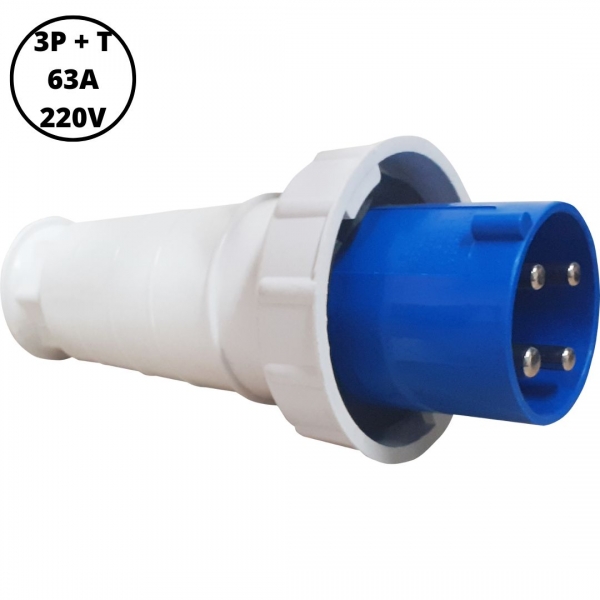 Plugue Industrial Macho 3P+T 63 A 220 V Azul 40042 Lukma