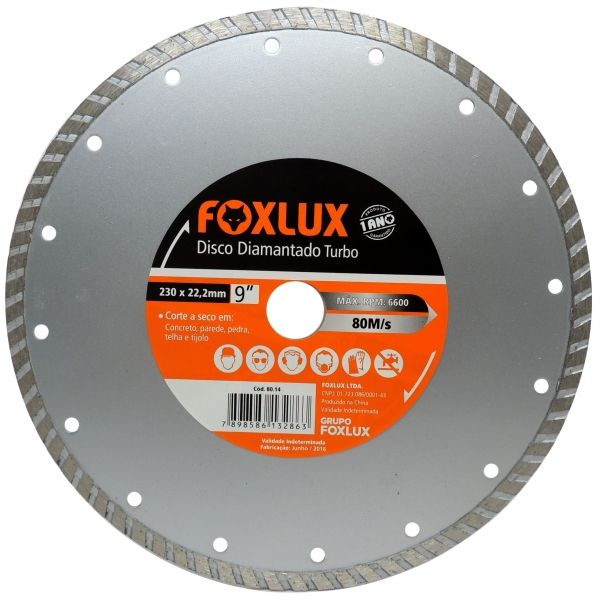 Disco Diamantado Turbo 9 Poleg 230mmx22,2 Mm 80.14 Foxlux