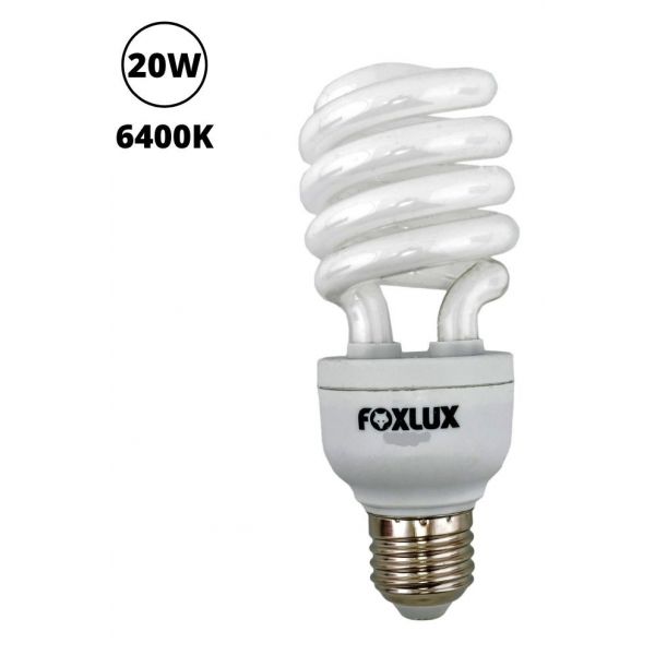 Lâmpada Fluorescente Compacta Espiral 20 W 220 V E27 6.400 K EB20.2 Foxlux