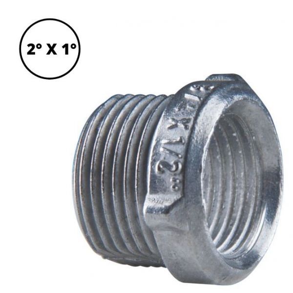 Bucha de Redução com Rosca BSP 2" x 1" em Alumínio 56124/013 Tramontina