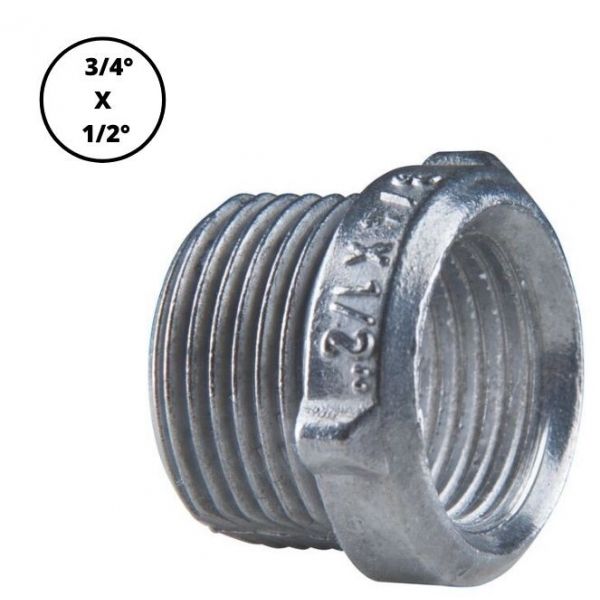 Bucha de Redução com Rosca BSP 3/4" x 1/2" em Alumínio 56124/01 Tramontina
