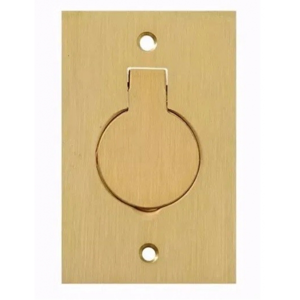 Espelho Placa Para Piso Latão Dourado 4x2 1 Tomada Redonda Elétrica Bichuette