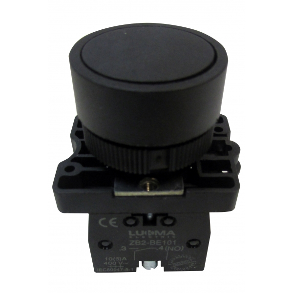 Botão Pulsador 22 mm Preto 1NA 14008 Lukma