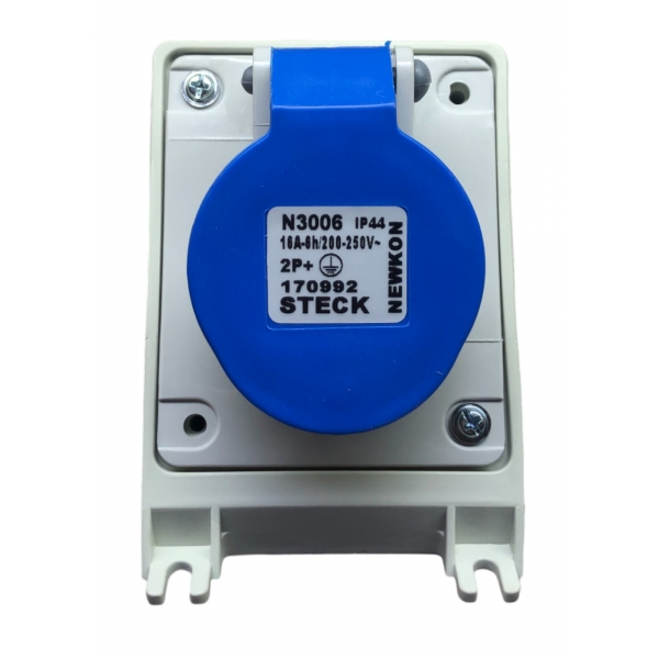 Tomada Industrial Newkon 2P+T 16 A 220 V 6 h Azul N3006 Steck