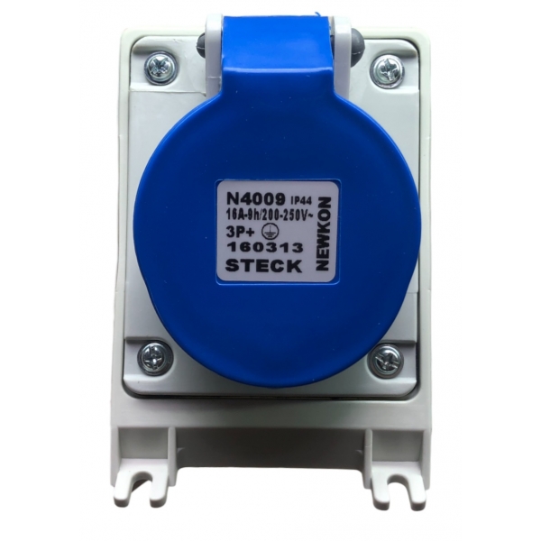 Tomada Industrial Newkon 3P+T 16 A 220 V 9 h Azul N4009 Steck