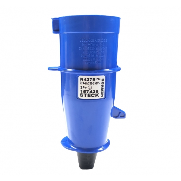 Plugue Industrial Macho Newkon 3P+T 32 A 220 V 9 h Azul N4279 Steck