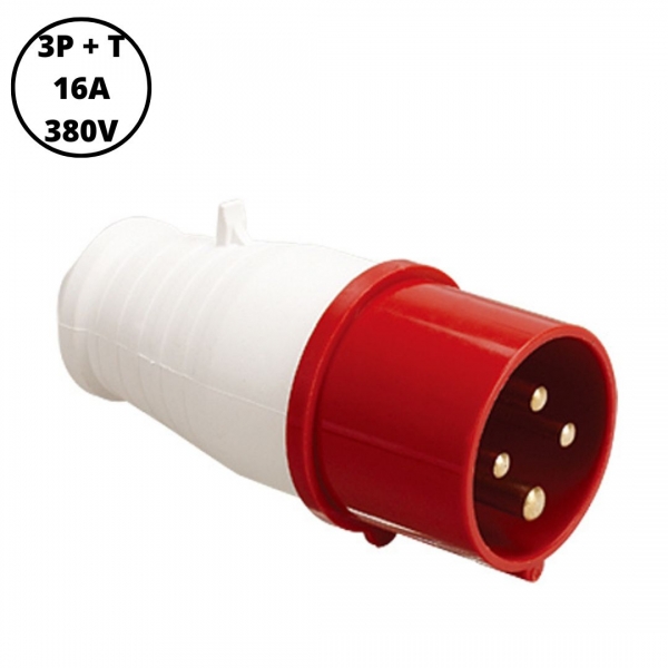 Plugue Industrial Macho 3P+T 16 A 380 V Vermelha 40009 Lukma