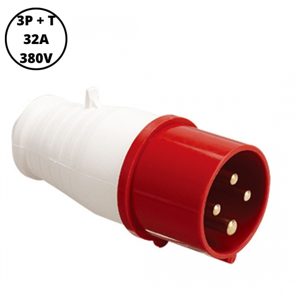 Plugue Industrial Macho 3P+T 32 A 380 V Vermelha 40012 Lukma
