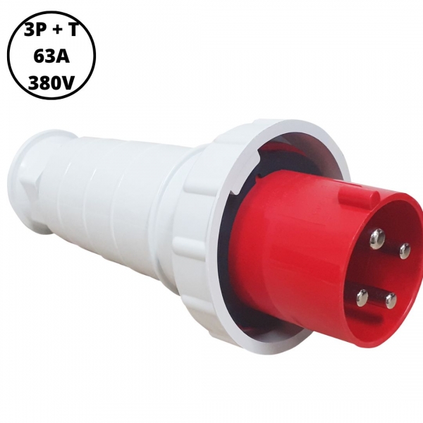 Plugue Industrial Macho 3P+T 63 A 380 V Vermelha 40014 Lukma