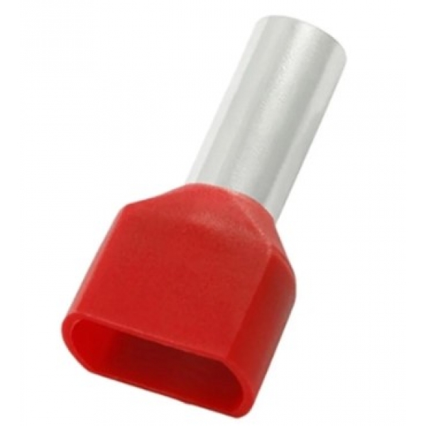 Terminal Tubular Ilhós Duplo Pré-Isolado para Cabo 1 mm² Vermelho 30044 Lukma