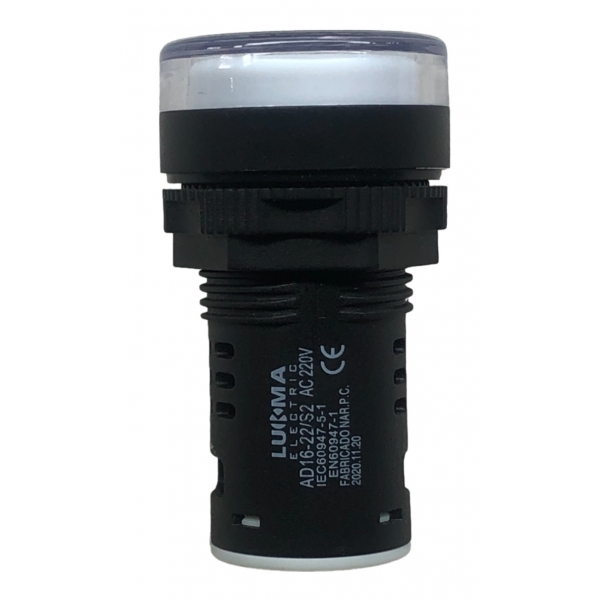 Sinaleiro LED 22 mm Branco 220 V 16010 Lukma