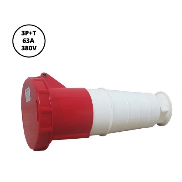 Acoplamento Industrial Fêmea 3P+T 63 A 380 V Vermelha 40007 Lukma