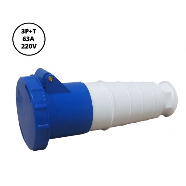 Acoplamento Industrial Fêmea 3P+T 63 A 220 V Azul 40035 Lukma