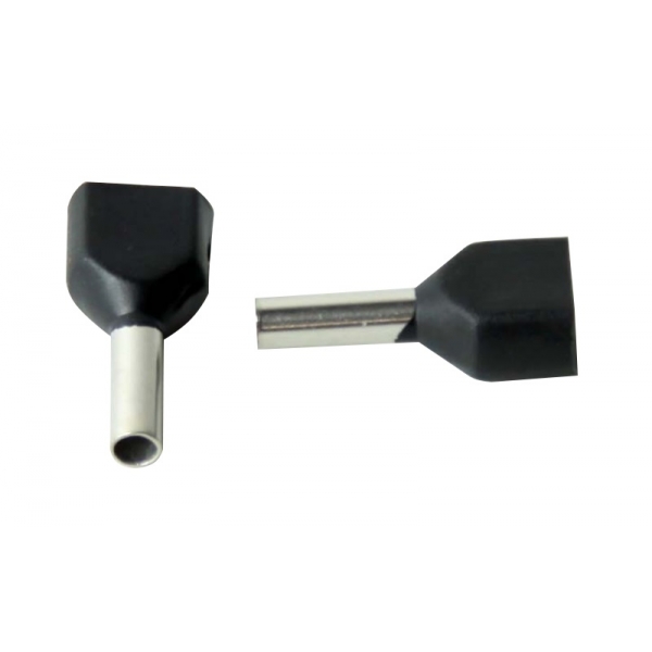 Terminal Tubular Ilhós Duplo Pré-Isolado para Cabo 1,5 mm² Preto 30045 Lukma