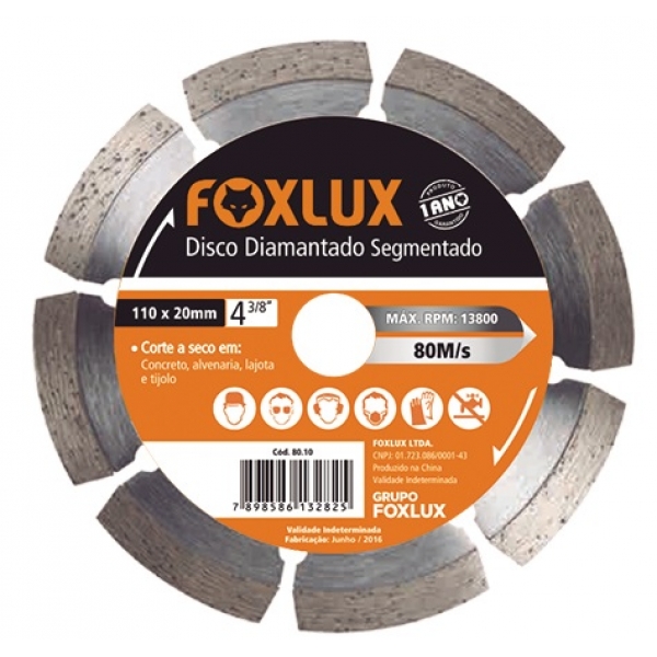 Disco Diamantado Segmentado 110x20 Mm 80.10 Foxlux