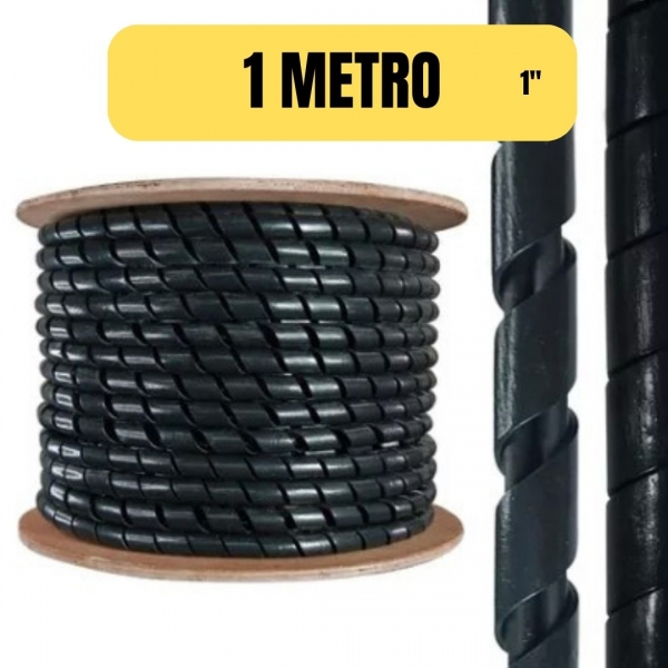Tubo Espiral Organizador Fio Expansível 1 Preto Elétrica Bichuette