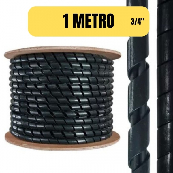 Tubo Espiral Organizador Fio Expansível 3/4 Preto Elétrica Bichuette