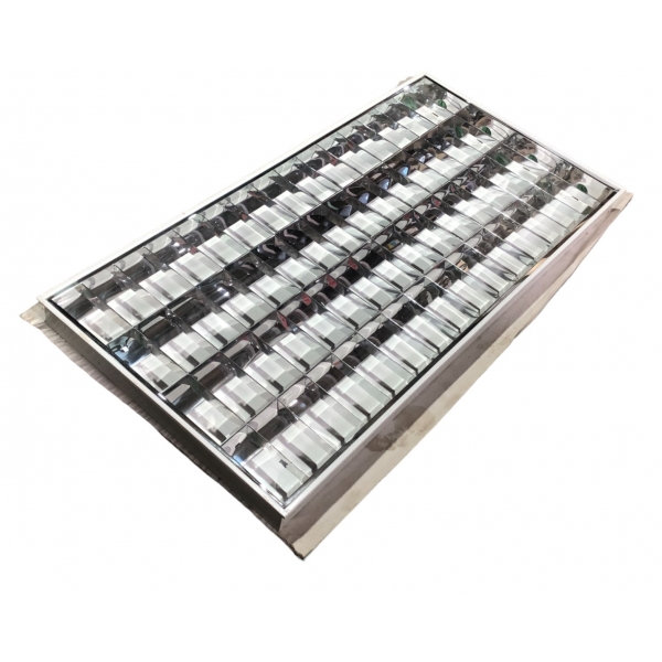 Luminária Fluorescente Embutir 4 x 32/40 W Anodizado Com Aleta Elétrica Bichuette