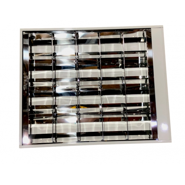 Luminária de Sobrepor para 4 Lâmpadas Tubulares T8 Fluorescentes ou LED 16 ou 20 W com Refletor e Aletas Anodizadas Elétrica Bichuette