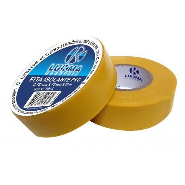 Fita Isolante PVC Antichama 20 m Amarela 29085 Lukma