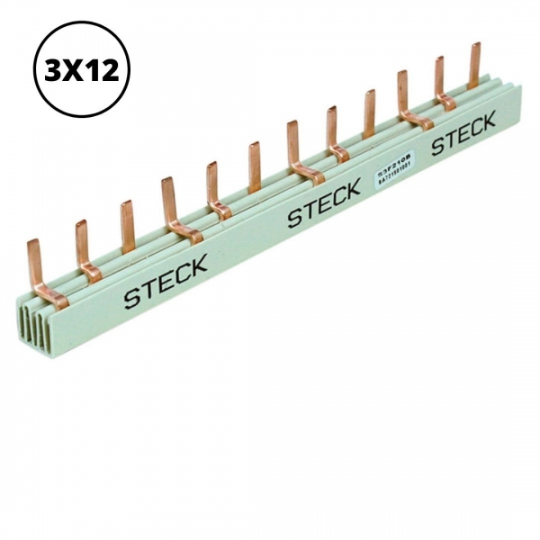 Barramento Pente Trifásico 3 x 12 Pinos 80 A 220/440 V S3F210B Steck