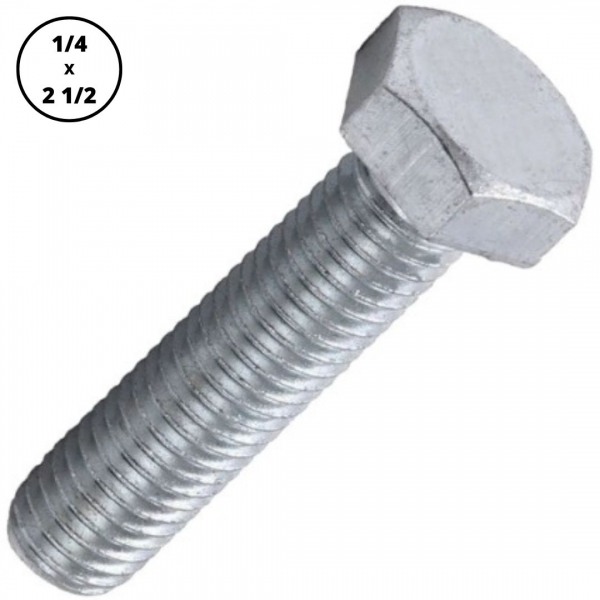 Parafuso Sextavado com Rosca Inteira 1/4 x 2 1/2 pol. Elétrica Bichuette