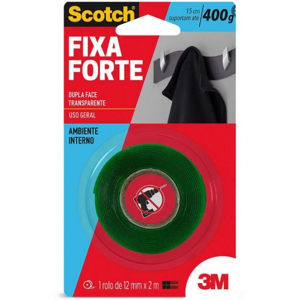 Fita Dupla Face de Montagem Fixa Forte 12 mm x 2 m Uso Interno HB004419873 3M