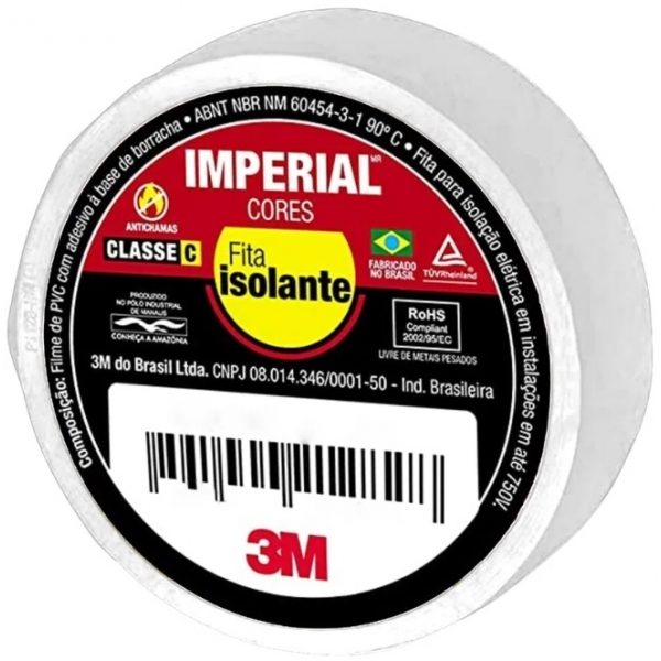Fita Isolante Imperial 18 mm x 10 m Branca 3M