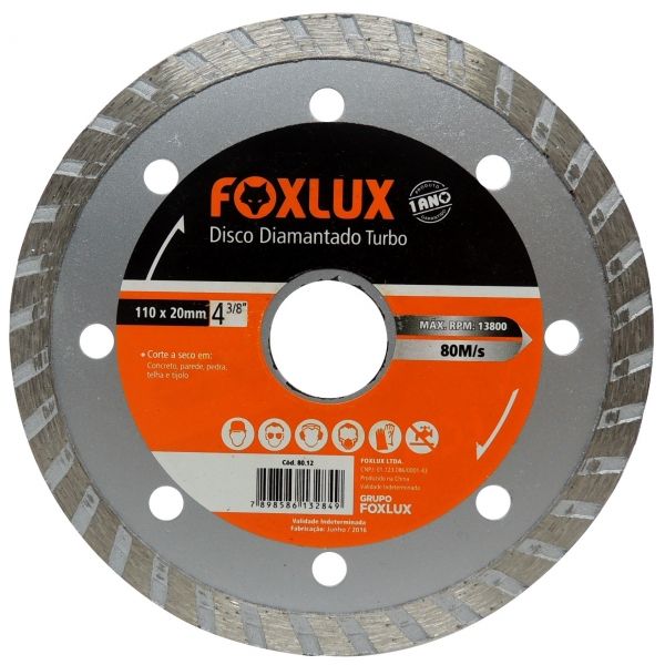 Disco Diamantado Turbo 110x20 Mm 80.12 Foxlux