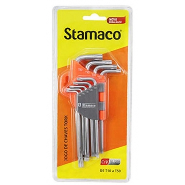 Jogo de Chaves Torx com 9 Peças ZHA02 T10 A T50 9146 Stamaco