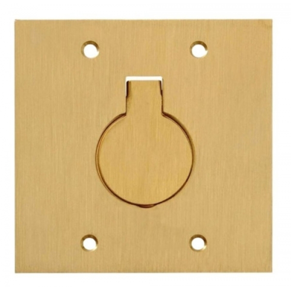 Espelho Placa Para Piso Latão Dourado 4x4 1 Tomada Redonda Elétrica Bichuette